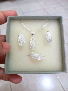 925 Silver Jewelry Set earrings, necklace  ring