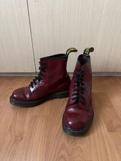 AUTHENTIC Dr Martens 1460 Cherry Red Rouge Milled Smooth Boots UK6 / US7 Men/ US8 Women/ EU 39