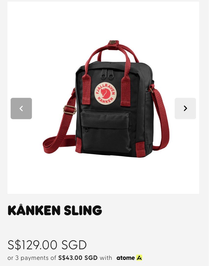 Kanken Sling Black And Red Kanken Small Backpack Bag Fjallraven