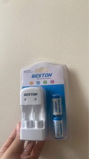 Beston CR123A 650mAh Rechargeable 2x Battery and Charger Set BST-CD643+CR123A