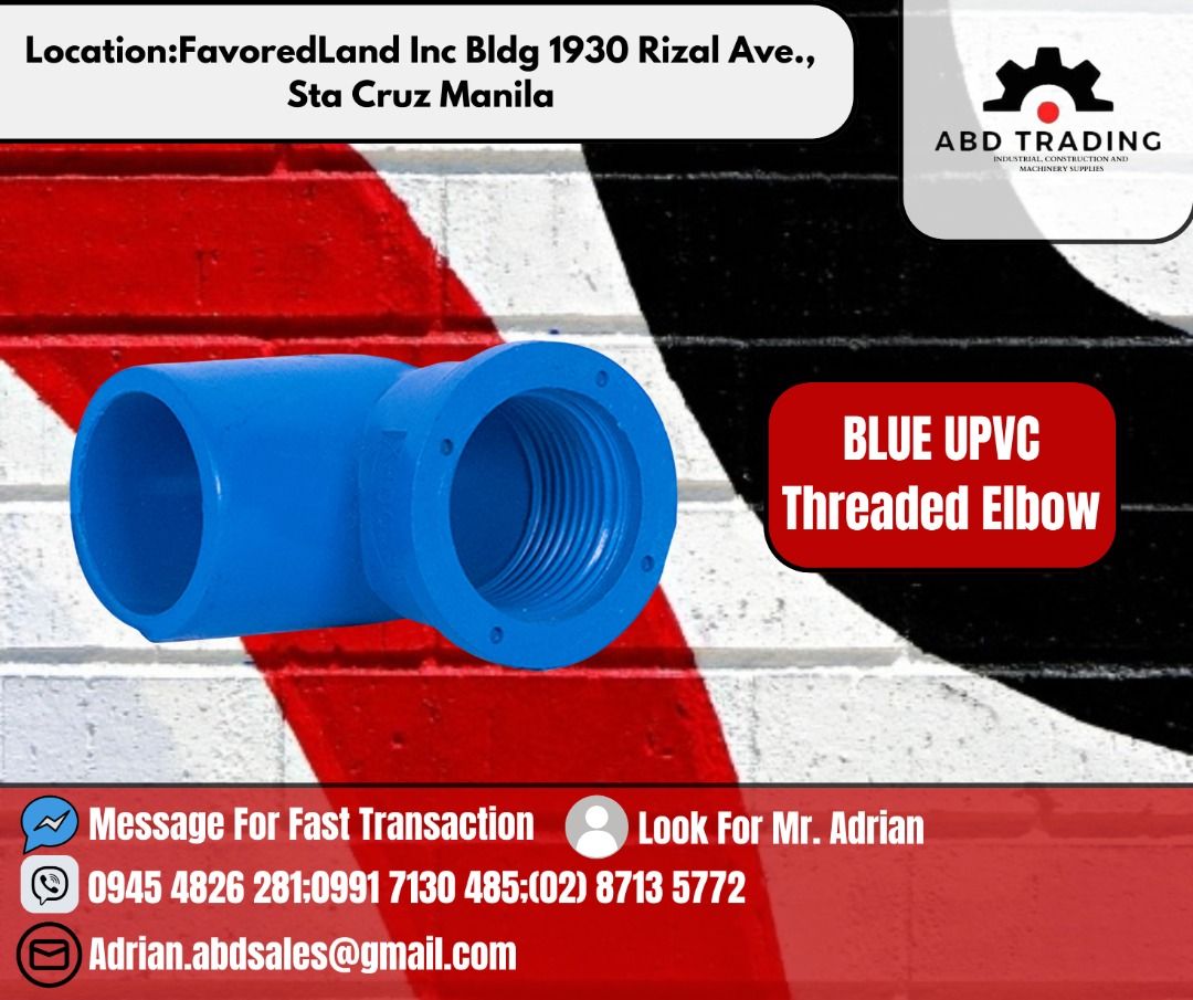 BLUE UPVC Threaded Elbow, Commercial & Industrial, Construction Tools ...