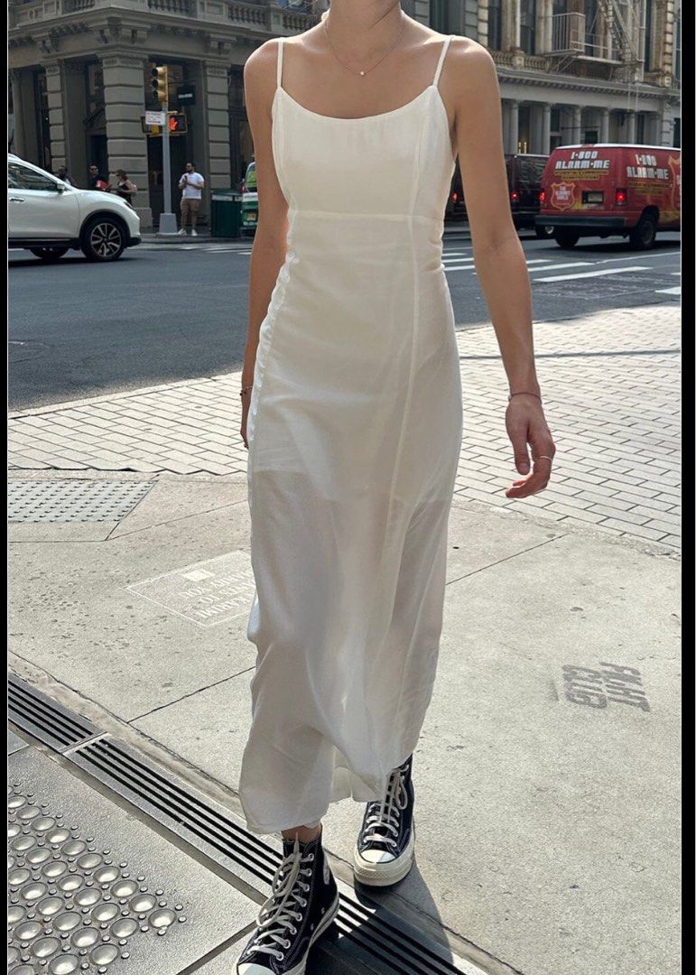 Brandy Melville long white colleen slip dress Carousell