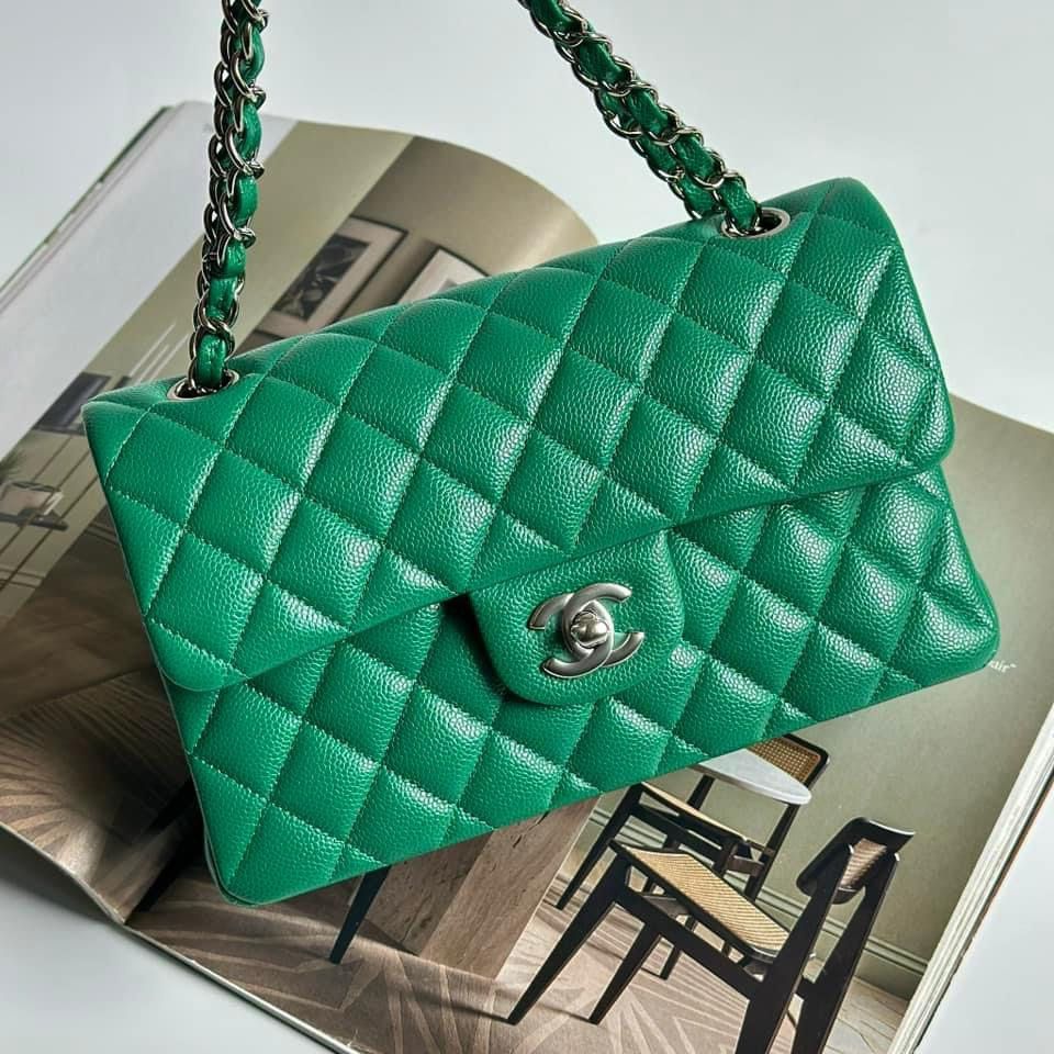 Chanel Classic Small Green Caviar SHW 24061307