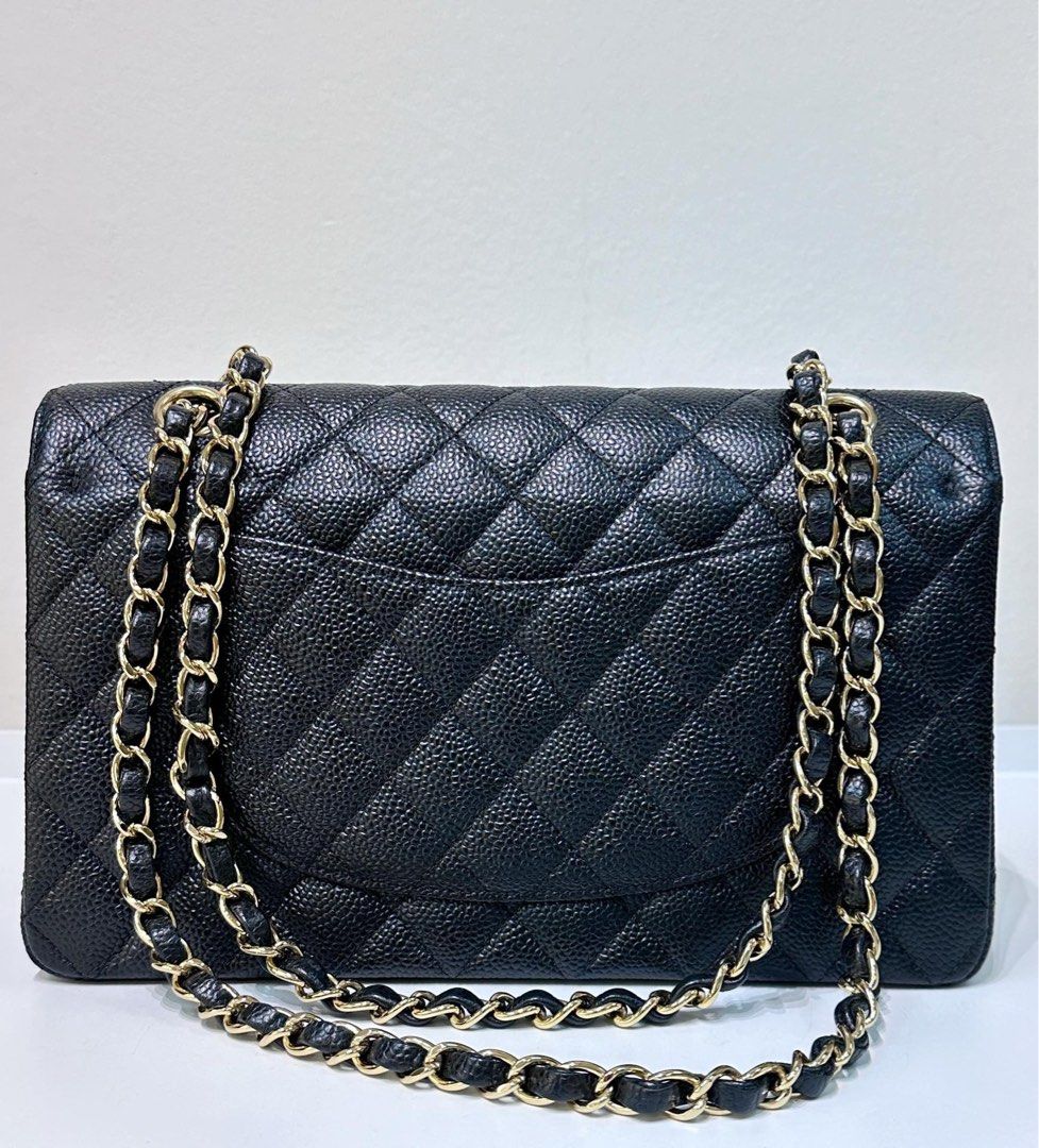 Chanel Medium Classic Flip Caviar Bag Black GHW