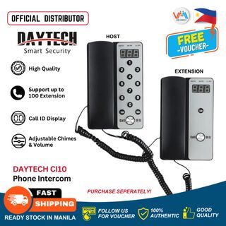 Daytech CI10 Wireless Phone Intercom Host and  Extension Internal Phone with LCD screen Caller recognition Wireless Intercom System for Business Store Shop Company Factory Hotel  Tea House Hospital Construction Office 1000m signal transfer -VMI Direct
