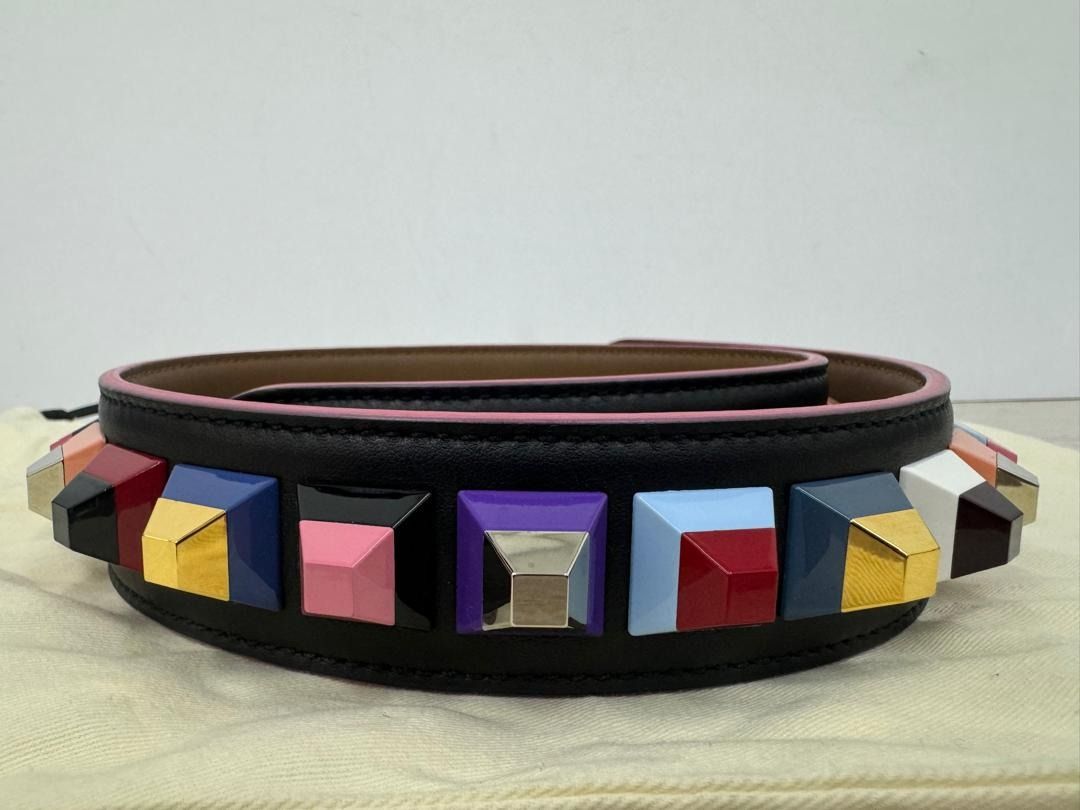 FENDI BAG STRAP STUDDED MULTICOLOR CALF LEATHER SHW