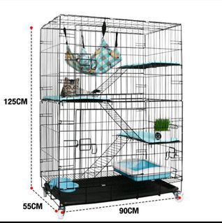 Foldable 4-layer Pet Cage with Wheels
