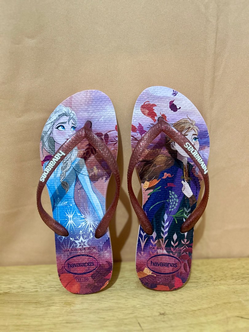 Havaianas Kids Frozen Elsa and Anna Women s Fashion Footwear Slippers and slides on Carousell