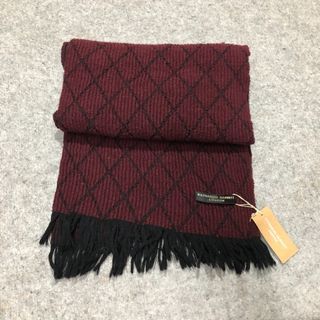 KATHARINE HAMNETT LONDON Knitted Knit Muffler Fringe Tassel Scarf Scarves Winter Snow Red Maroon
