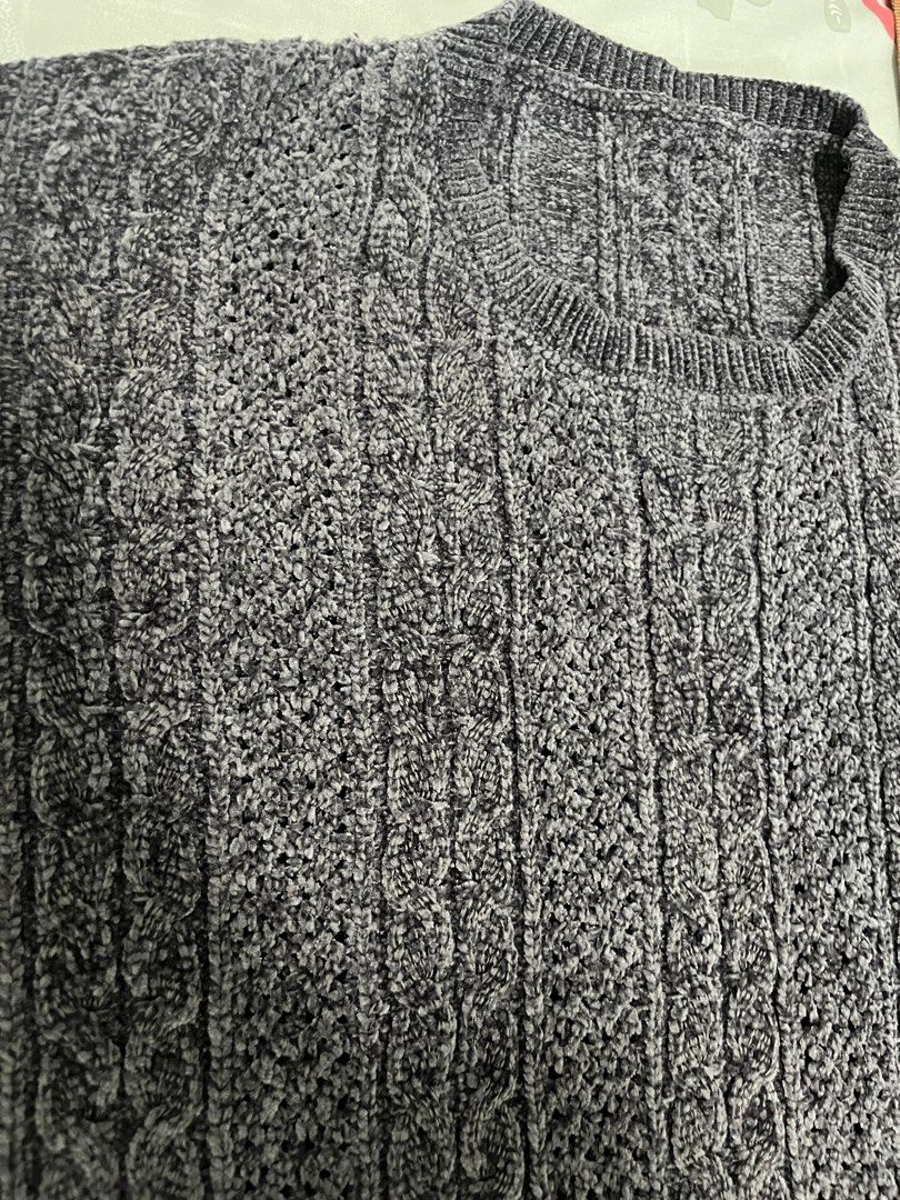 K-Style Grunge Denim Knitted Sweater (Category: Coats, Jackets and Outerwear) located in Pulilan. Submitted by __ri__ (Listing ID 1308620718, Image 2). Description: Fits to XS-S Note: The darks spots you see on first photo is just my shadow. Refer to the 2nd photo for the accurate color. Thank you..