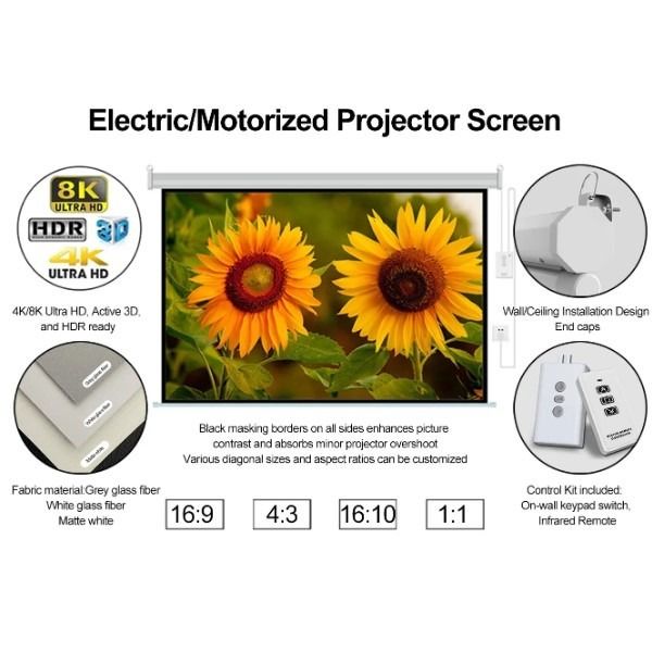 Motorized screen projection 4:3 Projector Screen Wall Mounted Projection with Remote Control (Category: Projectors) located in Manila. Submitted by sdfsolutions (Listing ID 1308510995, Image 3). Description: Experience a cinematic viewing experience with the High Definition Motorized screen projection 72" 4:3 Motorized Projector Screen. Perfect for home theaters, schools, and meeting rooms, this projector screen features a large 72-inch size and 