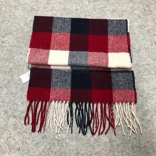 MUJI Japan 100% Wool Plaid Knitted Knit Muffler Fringe Tassel Scarf Scarves Winter Snow