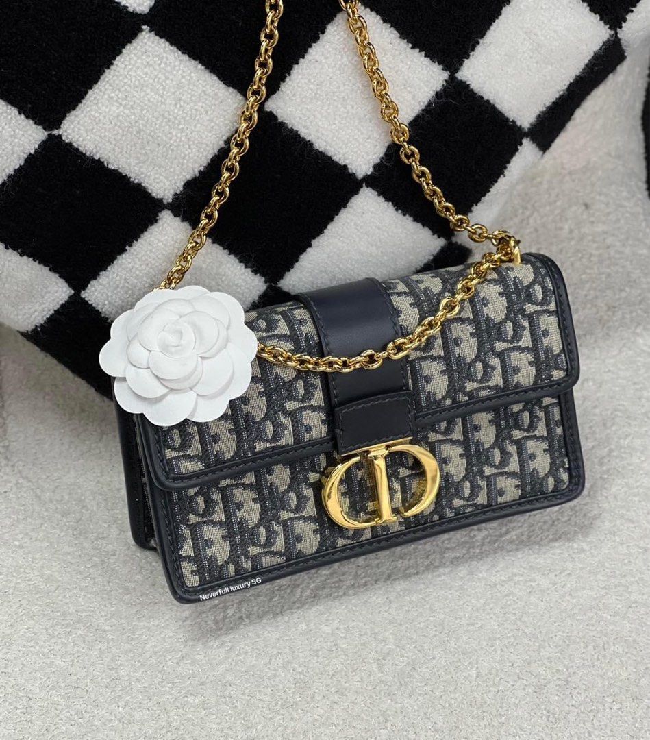 NO NEGO Christian Dior 30 Montaigne East West Bag with Chain Blue Dior Oblique Jacquard Luxury Bags Wallets on Carousell