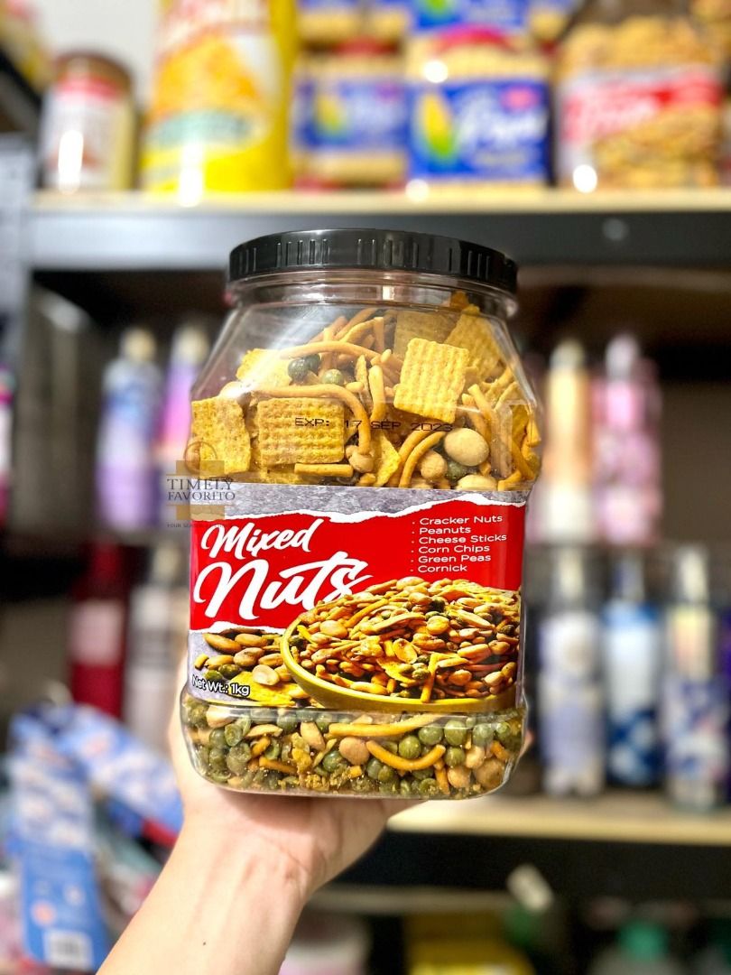 ❌SOLD OUT❌ Party Mixed Nuts Snacks 1kg (Category: Packaged & Instant Food) located in Pasay City. Submitted by timelyfavorito1 (Listing ID 1308492224, Image 2). Description: Expiration date: January 2026 Taste a variety of amazing flavors in one pack with Party Mixed Snacks! Each jar of Party Mixed Snacks contains yummy cracker nuts, peanuts, cheese sticks, corn chips, green peas, and cornicks. .