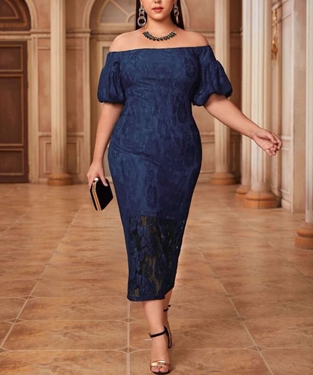 Plus size navy lace dress top