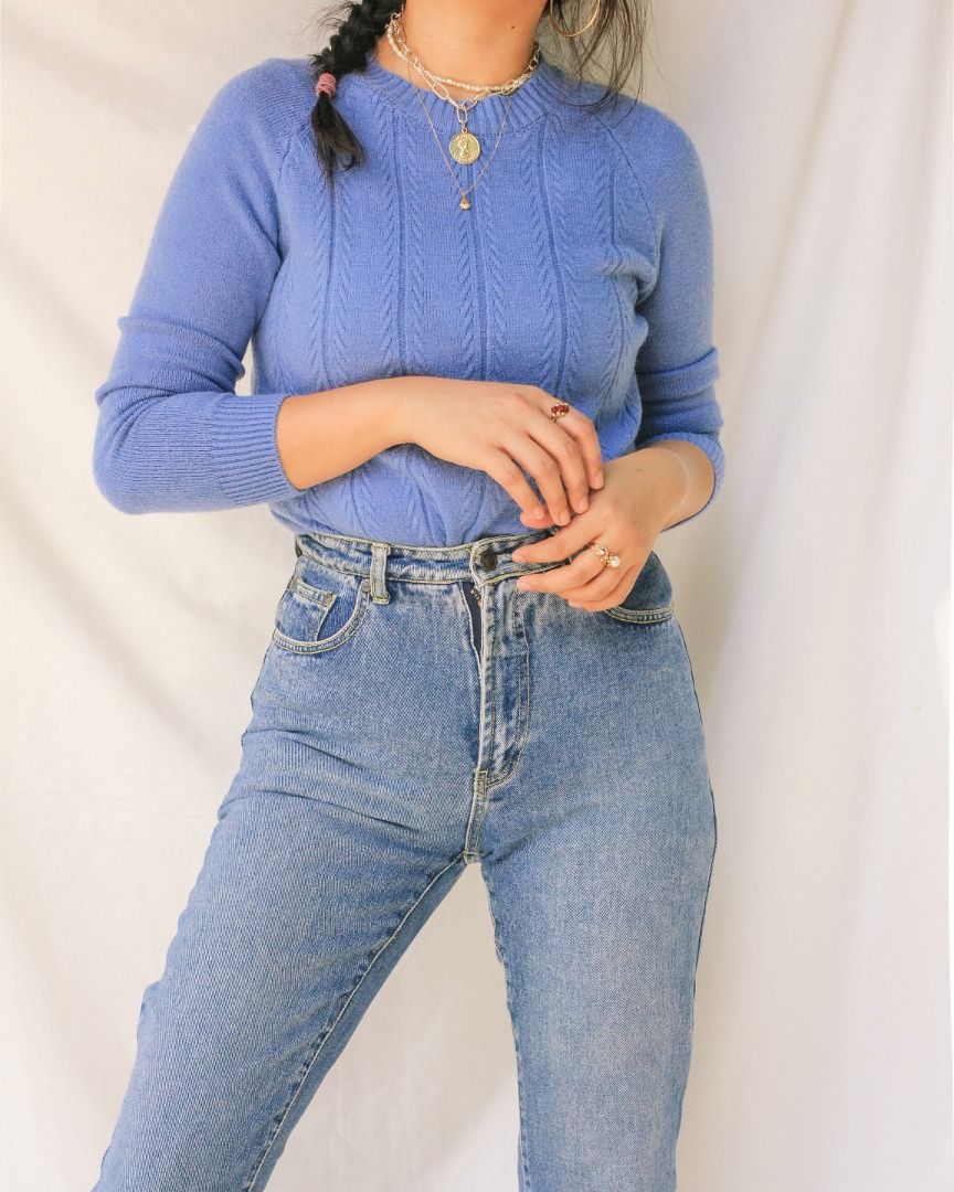 Royal Blue Knitted Comfy Sweater Top (Category: Others Tops) located in Manila. Submitted by teeforel (Listing ID 1308561217, Image 2). Description: Royal Blue Knitted Sweater Top. Still in very good condition. Size: S-M Shoulder = 16 inches Chest (Armpit to Armpit) = 16 inches Waist = 16 inches Length = 28 inches Model size is S-M. Height 5'3 No meet-ups. Shipping fee by location. Flat rate PHP 100 Luzon / Manila. No same-day shipping. Items com