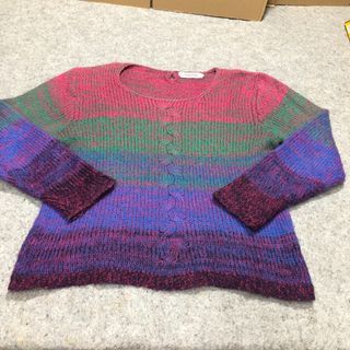 SAINT JOIE Knit Wool Knitted Sweater Jumper Cable Knitted Textured Crew Neck Size Medium Multi Color Rainbow