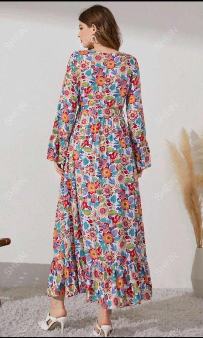 Shein Floral Flowy Dress, Women's Fashion, Dresses & Sets, Dresses on  Carousell