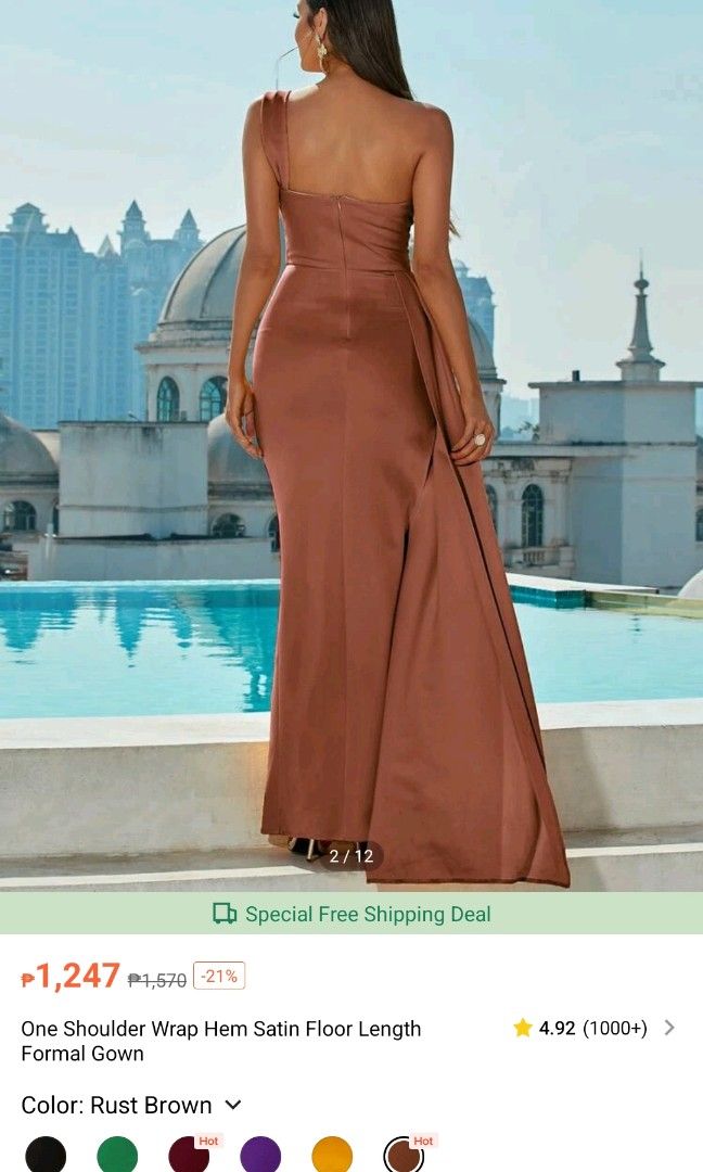 Shein One Shoulder Wrap Satin Floor Length Long Dress Gown, Women's Fashion, Dresses & Sets, Evening dresses & gowns on Carousell Shein One Shoulder Wrap Satin Floor Length Long Dress Gown, Women's Fashion, Dresses & Sets, Evening dresses & gowns on Carousell