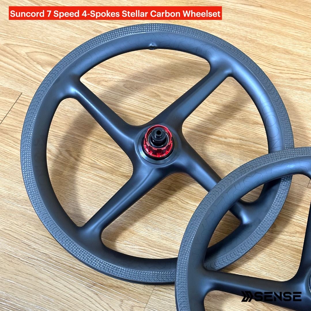 Suncord 7 Speed 4-Spokes Stellar Carbon Wheelset for Brompton, Sports ...