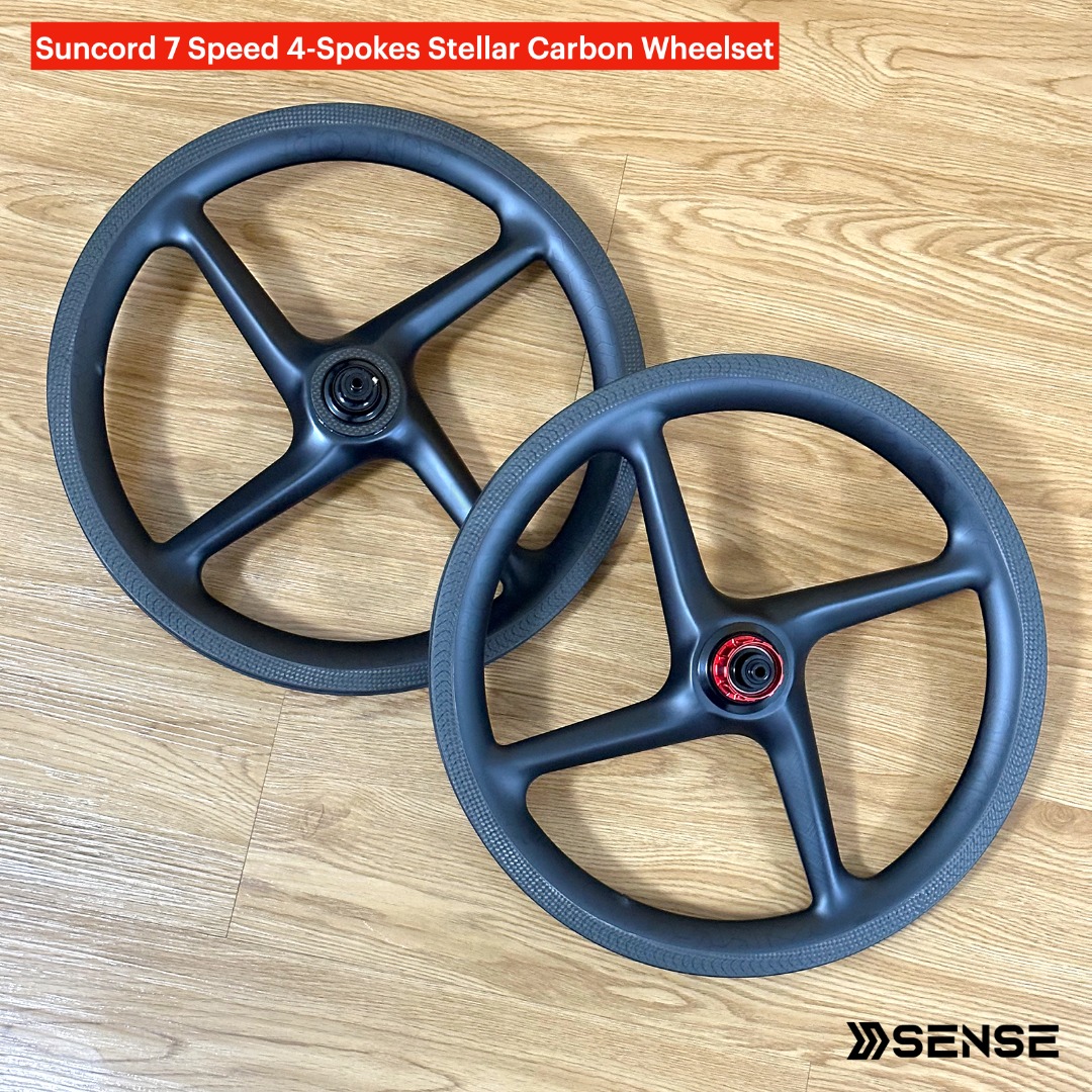Suncord 7 Speed 4-Spokes Stellar Carbon Wheelset for Brompton, Sports ...