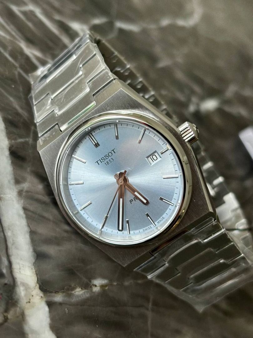 Tissot PRX Icy Blue 35mm Quartz (Category: Luxury Watches) located in Caloocan City. Submitted by cotnolair (Listing ID 1308595575, Image 2). Description: RARE PRX 35mm in icy blue! Case size 35mm, Swiss quartz movement ☑️ Complete store inclusion ☑️ With 2-year warranty.