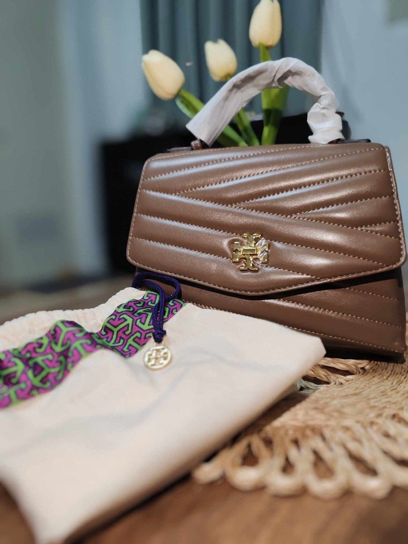 Tory Burch Kira Chevron Top Handle Satchel in Classic Taupe size OS Brand Luxury Bags Wallets on Carousell