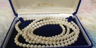 TSURUKAME JEWELRY AKOYA PEARL NECKLACE‼️EXTRA LONG 49 INCHES‼️
NATURAL WHITE  6.2 mm Akoya Pearl High Luster ❤ Necklace 16.5 inches long
Hand knotted Pearl Beaded Natural color