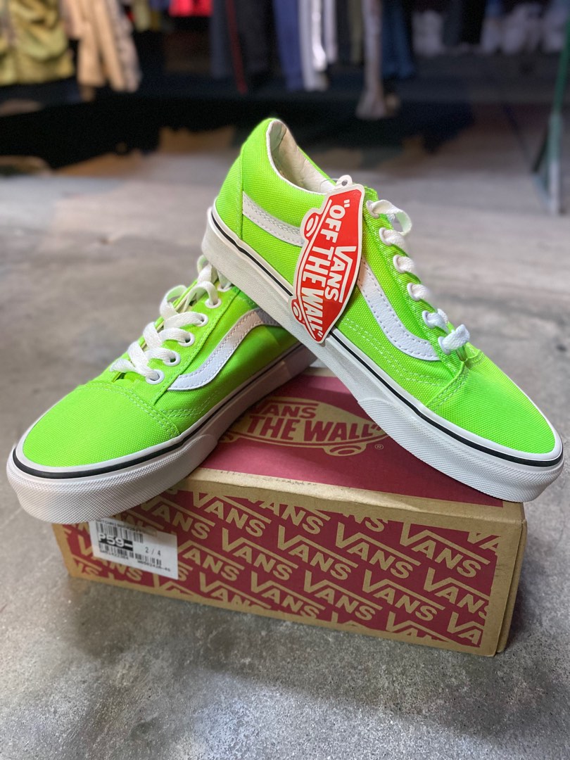 Bright green vans old skool cheap