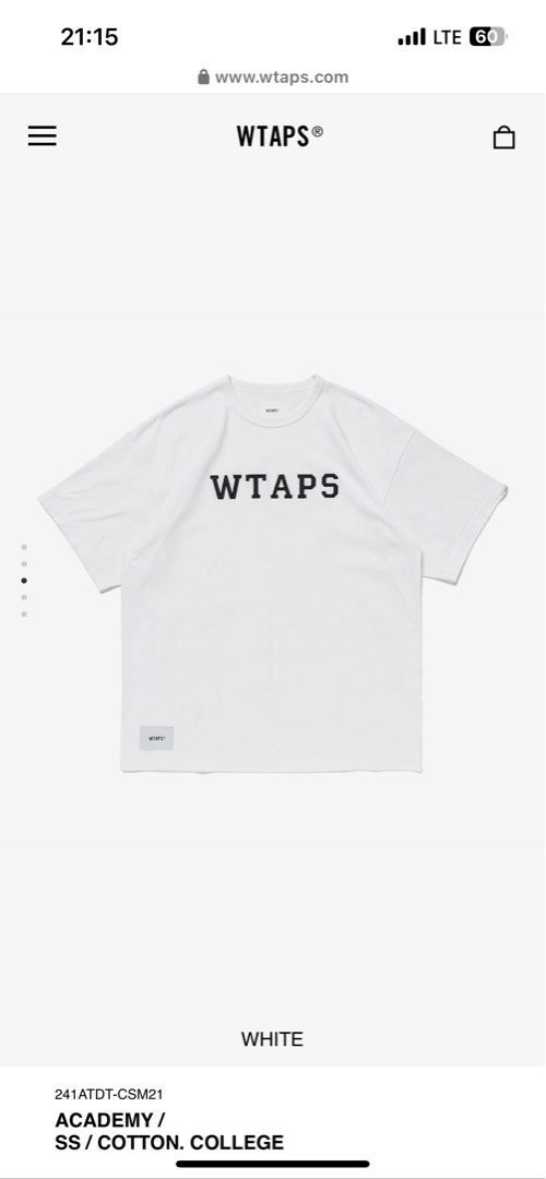 Wtaps 24ss Academy College White Size L