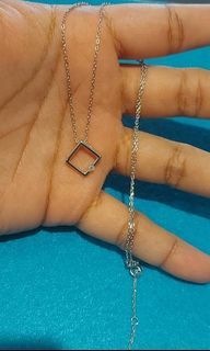 925 silver cube with zirconia stone necklace