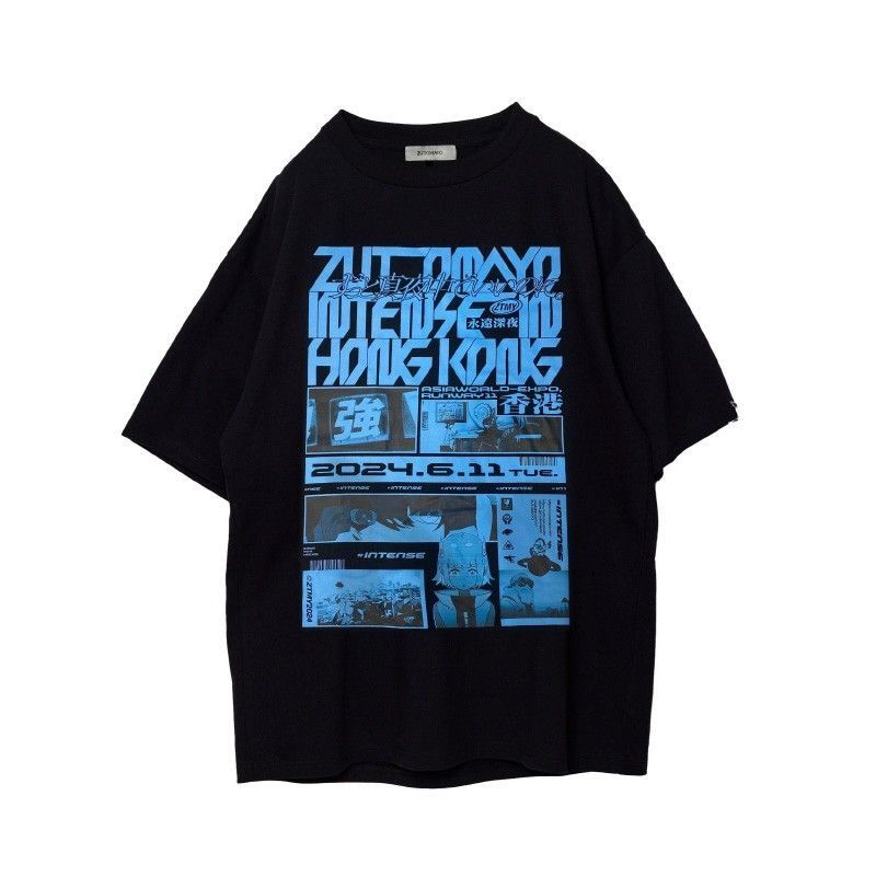 ずっと真夜中でいいのに　INTENSE 香港　限定　Tシャツ 誠收> ZUTOMAYO INTENSE Hong Kong TEE XXL, 男裝, 上身及套裝, T
