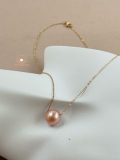 Authentic 10mm Peach Freshwater Pearl Necklace