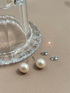Authentic 11mm  White Freshwater Pearl Stud Earrings