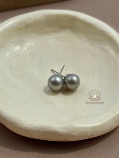 Authentic 8-9mm Grey Freshwater Pearl Earrings
