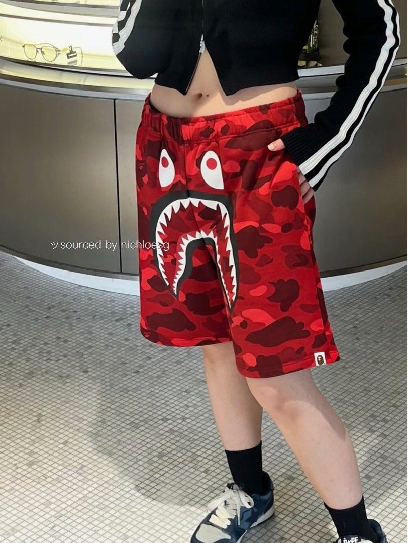 Color camo shark sweat shorts cheap