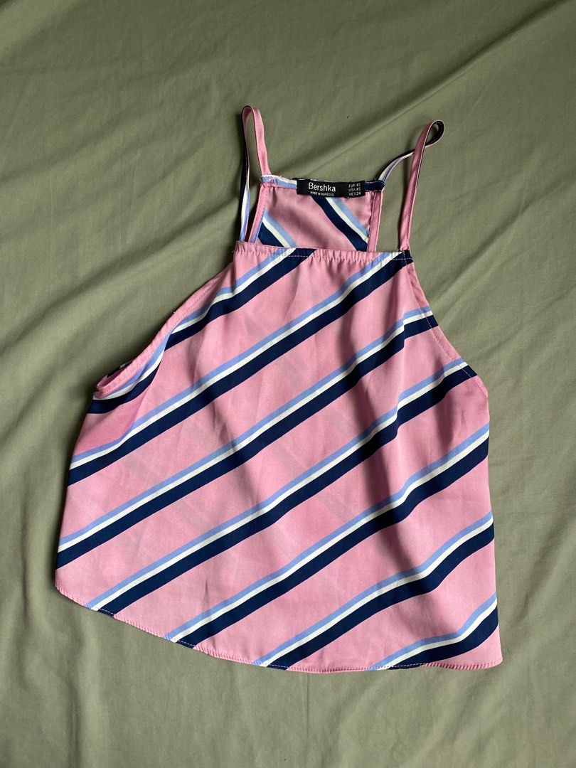 Bershka satin silk coordinates (Category: Sets or Coordinates) located in Bauang. Submitted by bellefiori (Listing ID 1308753950, Image 3). Description: used once top xs pants small (garterized and belted) fits 24-28 waist Length is 36 inches so pretty when worn.