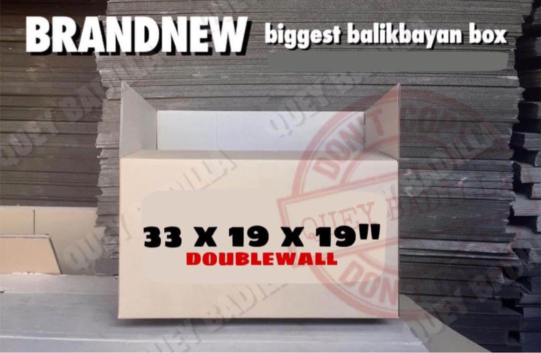 BIG BALIKBAYAN KARTON (Category: Storage Boxes & Baskets) located in Quezon City. Submitted by gq.packagingsupplies.ph (Listing ID 1308693130, Image 1). Description: PACKAGING MATERIALS AVAILABLE!!! Available on hand stocks: ✅Brandnew Balikbayan Box ✅Secondhand Corrugated Box ✅Packaging Tapes ✅Fragile Tapes ✅Duct Tape ✅Bubble wrap ✅Stretch Film Pallet ✅Plastic Twine ✅Single Paste Cash on Delivery within Metro Manila without minimum order 😉 #pack
