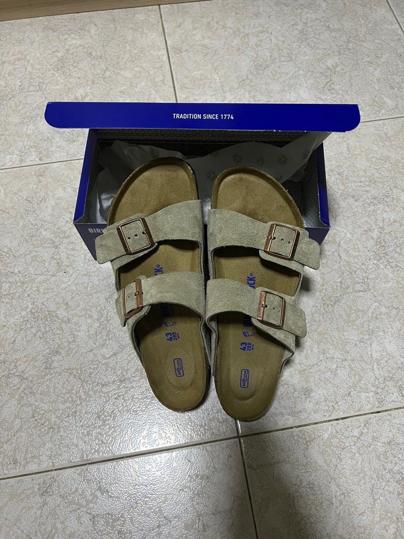 Birkenstock Arizona Taupe Suede SFB Men s Fashion Footwear Flipflops and Slides on Carousell