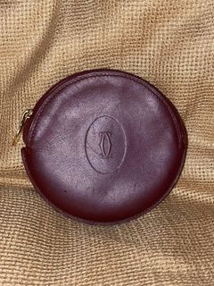 Cartier Burgundy Leather Must De Round Coin Purse