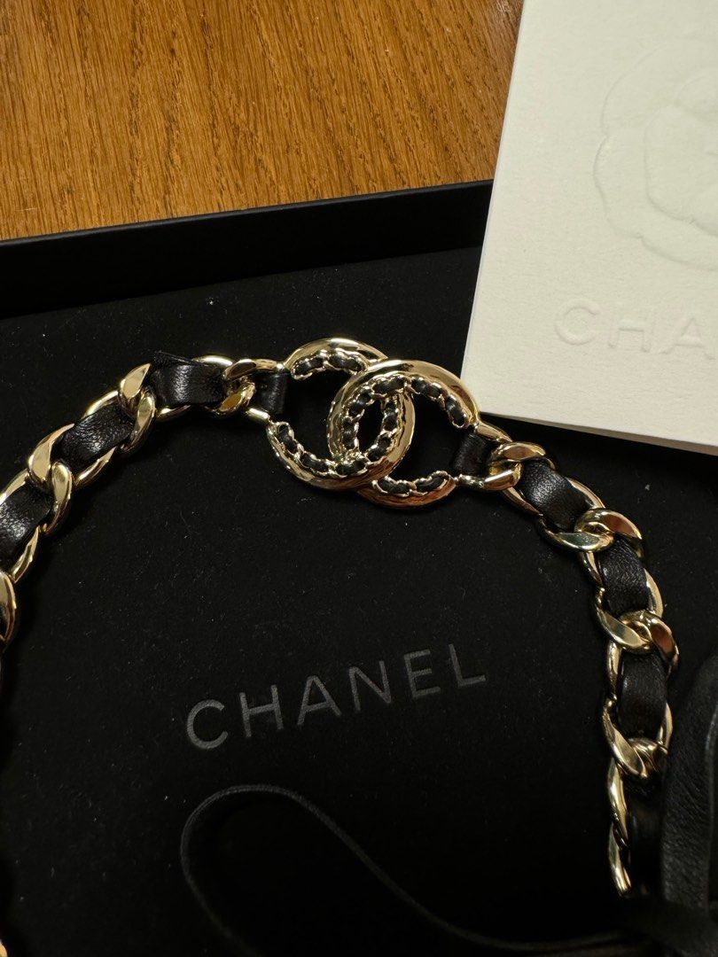 Chanel 皮穿鍊腰鏈頸鏈髮帶, 名牌, 飾物及配件- Carousell