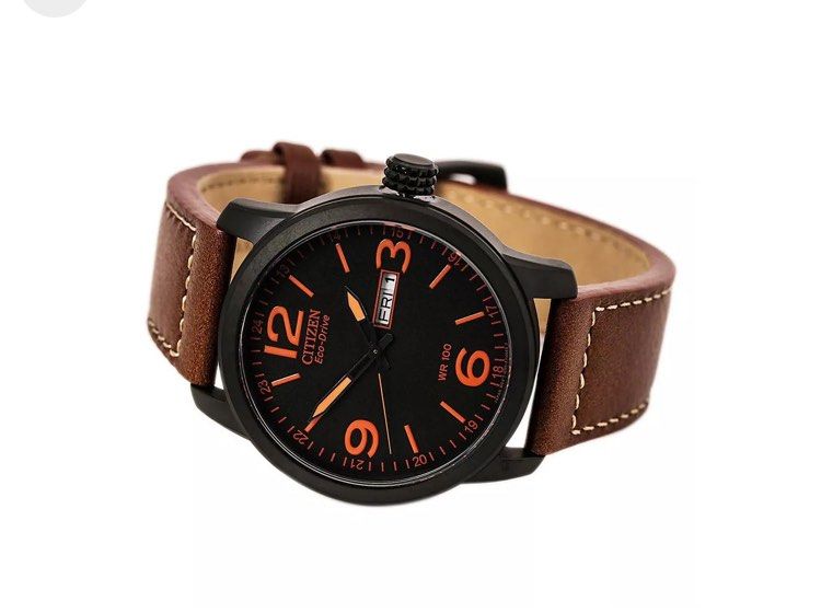 Citizen Men s Eco Drive Chandler Black Dial Brown Leather Strap Watch BM8475 26E