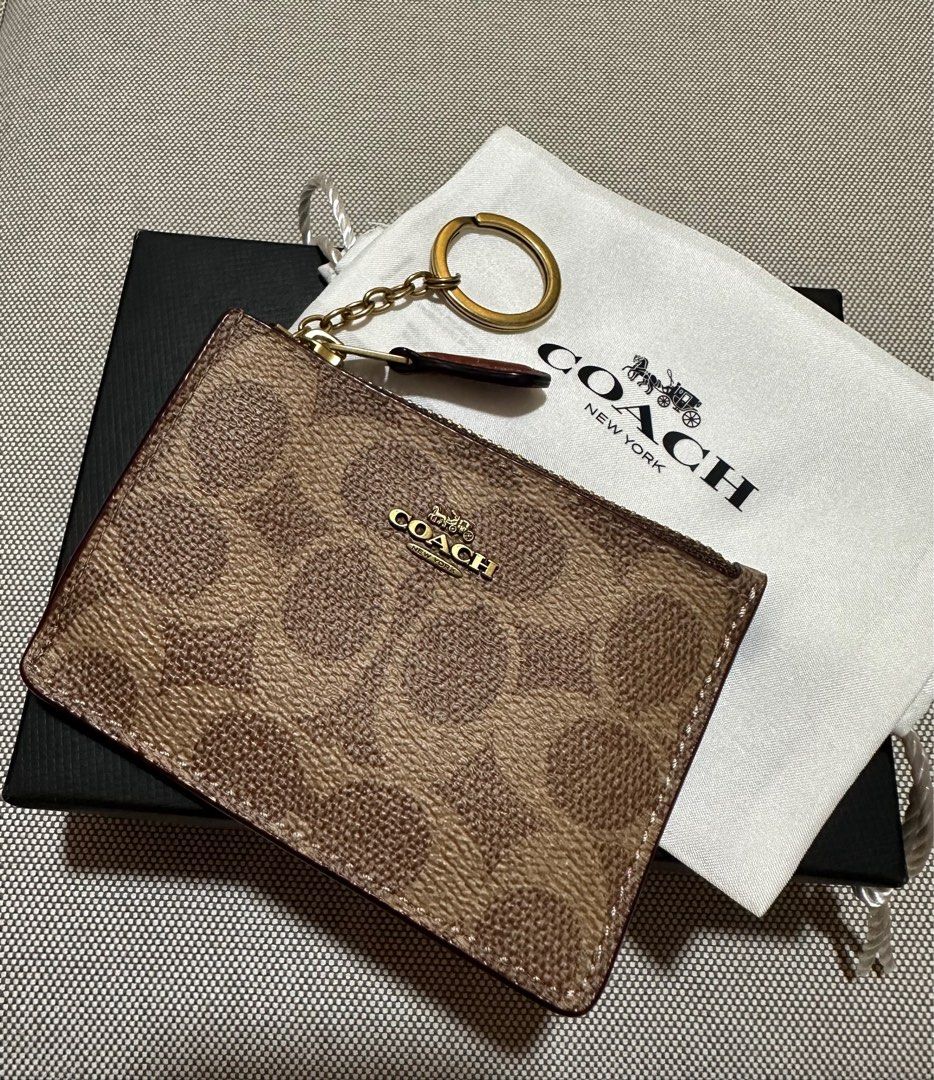 Mini skinny id case in colorblock signature canvas new arrivals