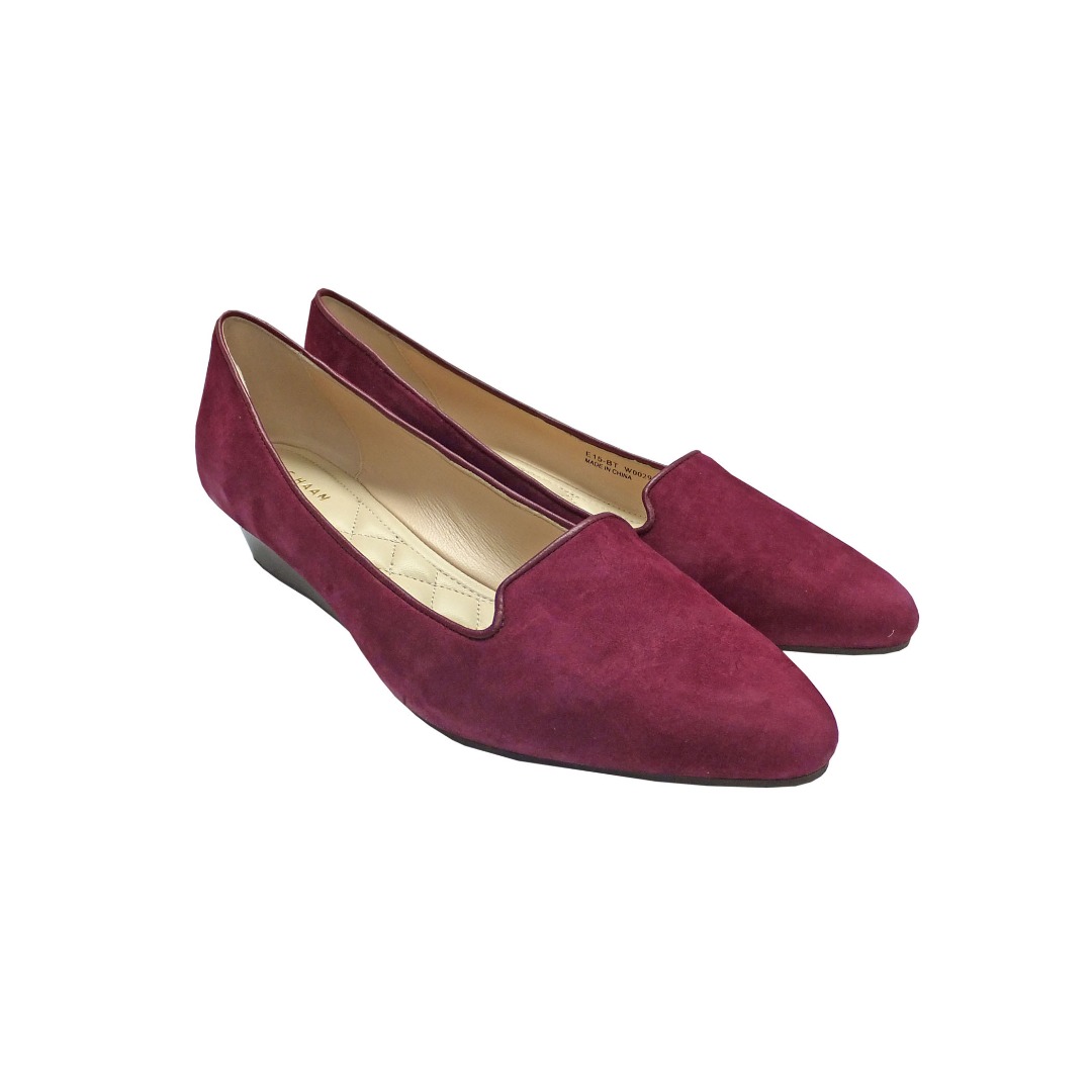 COLE HAAN TALI LUXE SMSLP WD40 Suede Slip On Wedge Heel Shoes Loafers Carousell