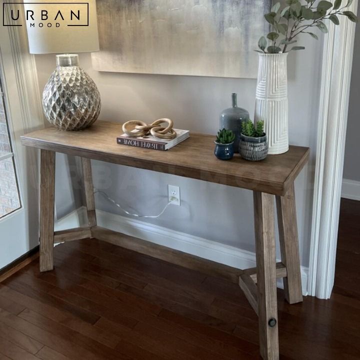 EDVARD Rustic Solid Wood Console Table (Category: Tables & Sets) located in Singapore. Submitted by urbanist (Listing ID 1308702257, Image 3). Description: Transform your entryway with our EDVARD credenza. Crafted from high-quality wood, this table features a farmhouse design that enhances any rustic, vintage, or Scandinavian decor. Perfect for displaying decorative items or storing essentials, the EDVARD Porch Table is an ideal addition to your 
