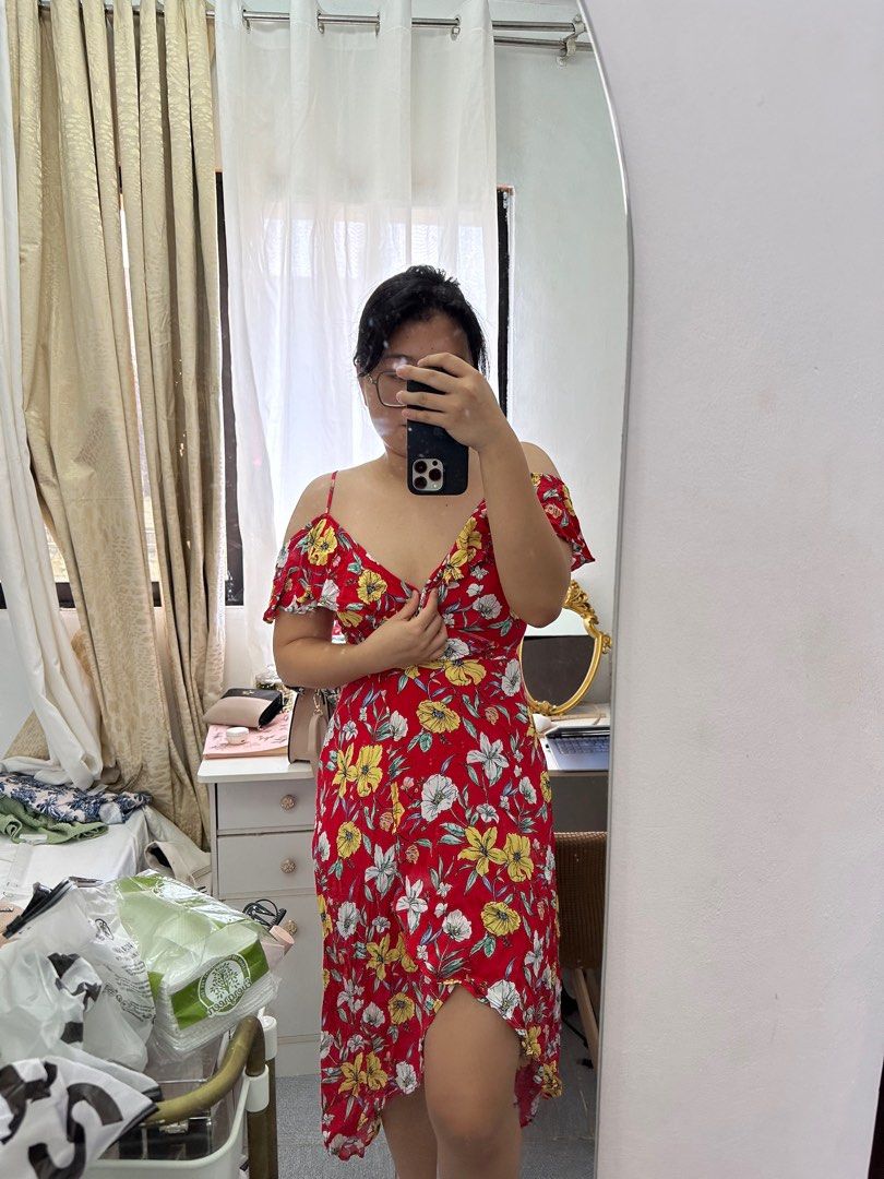 Forever 21 red floral dress cheap