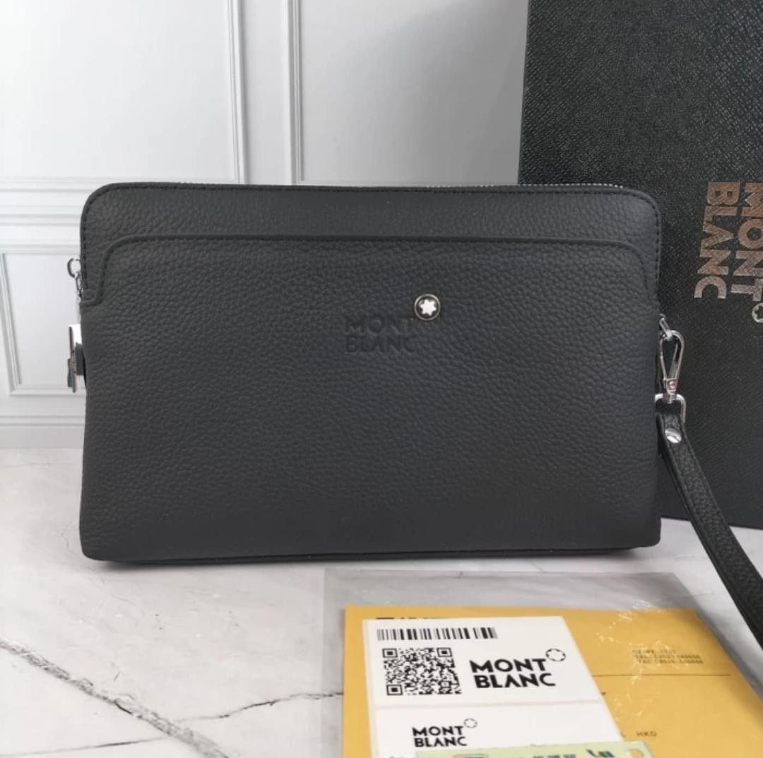 HANDBAG MONTBLANC BLACK POUCH CLUTCH LEATHER FULLSET BOX