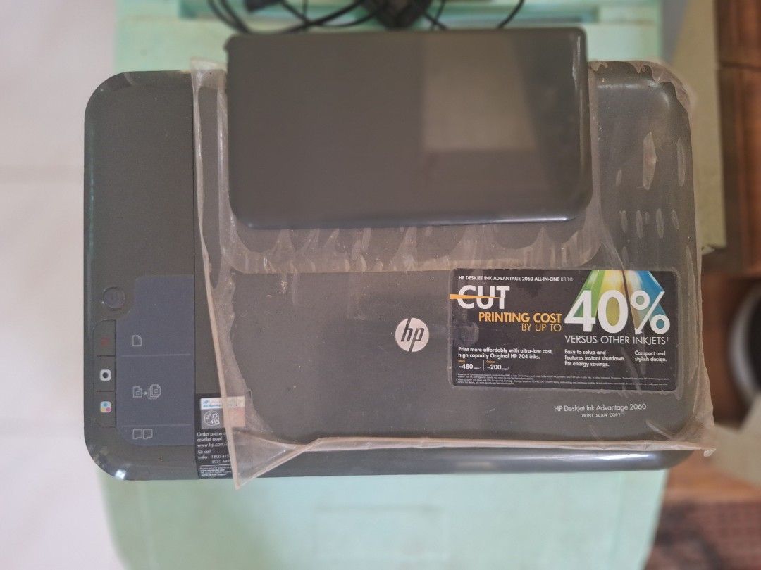 HP Deskjet Ink Advantage 2060 (Category: Printers, Scanners & Copiers) located in Cebu City. Submitted by lovely_goods.ceb (Listing ID 1308762612, Image 1). Description: - Does printing, scanning and photocopy. - Comes with 2 wires for laptop connection and power. - Black ink slot needs to be fixed..