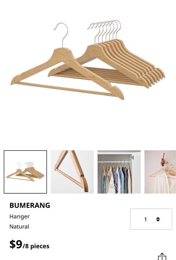IKEA Wooden Hangers Furniture Home Living Home Improvement Organisation Hooks Hangers on Carousell