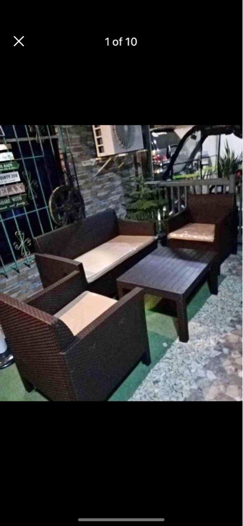 JOLLY RATTAN SALA SET WITH FOAM (Category: Sofas) located in Manila. Submitted by kellychz (Listing ID 1308802486, Image 2). Description: Jolly rattan sala set plastic rattan brand new on hand 1pc 2 seater 2pcs single sofa 1pc center table free foam cod or gcash.